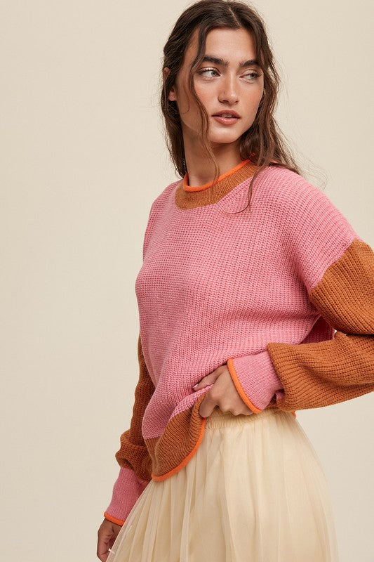Listicle Color Block Ribbed Knit Sweater | us.meeeshop