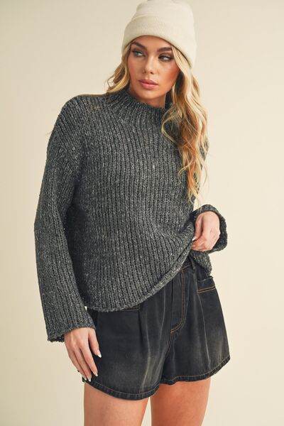 Aemi + Co Mock Neck Long Sleeve Sweater - us.meeeshop