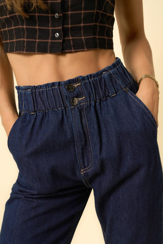 Super High Rise Roll Up Slouch Jeans us.meeeshop -  Pants