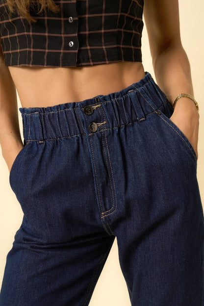 Super High Rise Roll Up Slouch Jeans us.meeeshop -  Pants