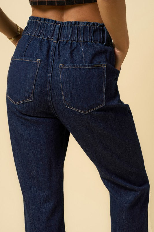 Super High Rise Roll Up Slouch Jeans us.meeeshop -  Pants