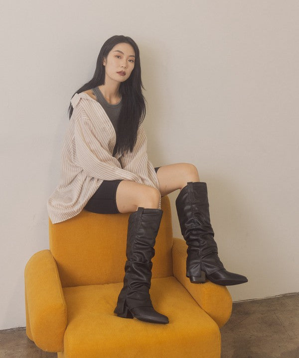 OASIS SOCIETY Thea - Fold Over Slit Jean Boots | us.meeeshop