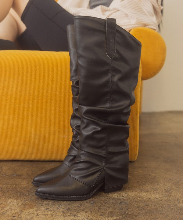 OASIS SOCIETY Thea - Fold Over Slit Jean Boots | us.meeeshop