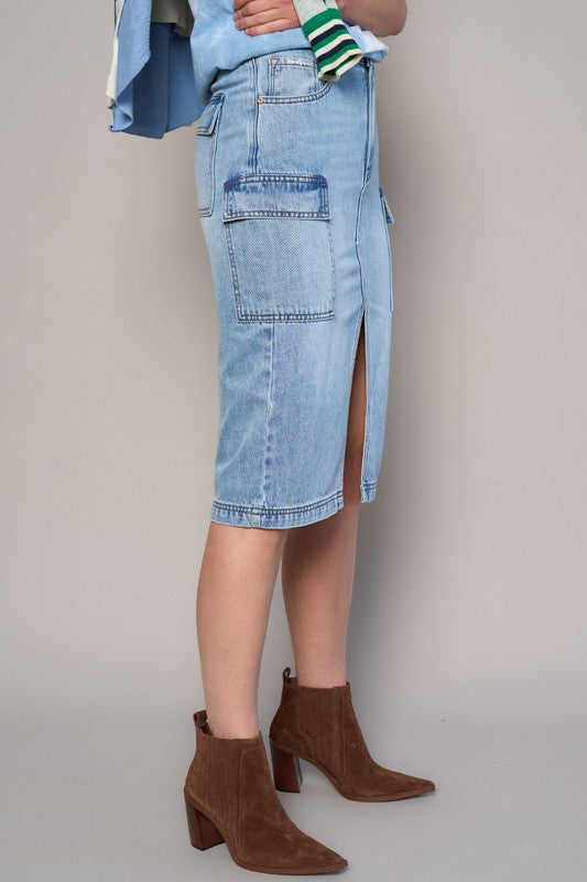 high rise front High Rise Front Slit Cargo Skirt view 2 (skirt) - shop at us.meeeshop