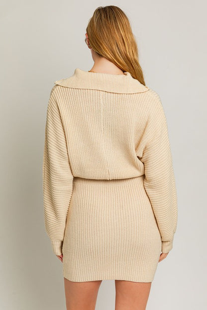 LE LIS Zipper Sweater Dress | us.meeeshop