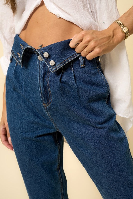 High Rise Flap Waist Relaxed Jeans | view 6 | Denim Lab USA | us.meeeshop