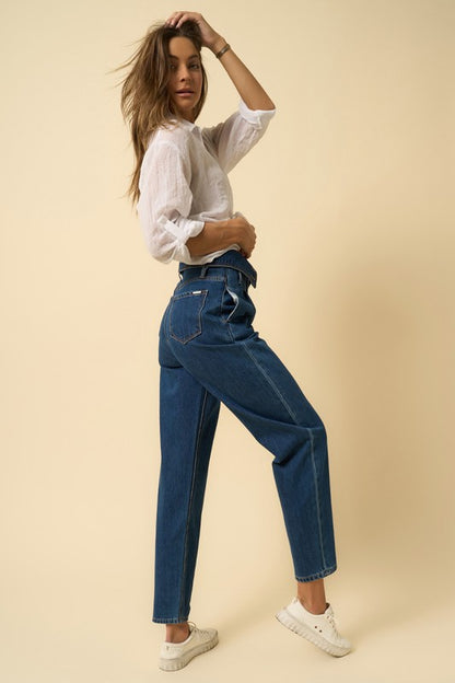 High Rise Flap Waist Relaxed Jeans | view 4 | Denim Lab USA | us.meeeshop
