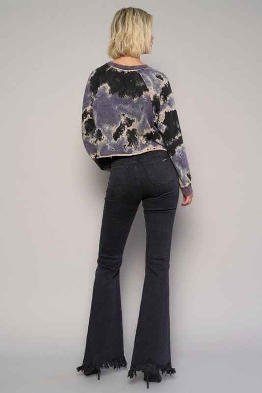 Button Fly Fray Hem Flare Jeans | view 7 | Denim Lab USA | us.meeeshop