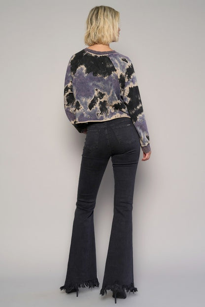 Button Fly Fray Hem Flare Jeans | view 7 | Denim Lab USA | us.meeeshop