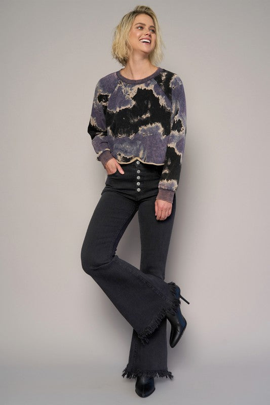 Button Fly Fray Hem Flare Jeans | view 5 | Denim Lab USA | us.meeeshop