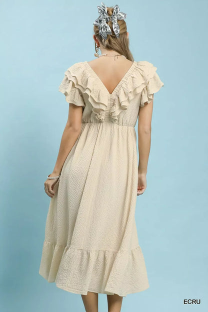 umgee textured ruffle Umgee Textured Ruffle Midi Dress view 5 (dress) - shop at us.meeeshop