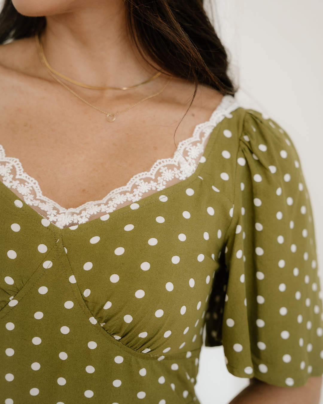 maleah polka dot Maleah Polka Dot Print Lacy Neckline Smocked High Waist Maxi Dress view 6 (dress) - shop at us.meeeshop
