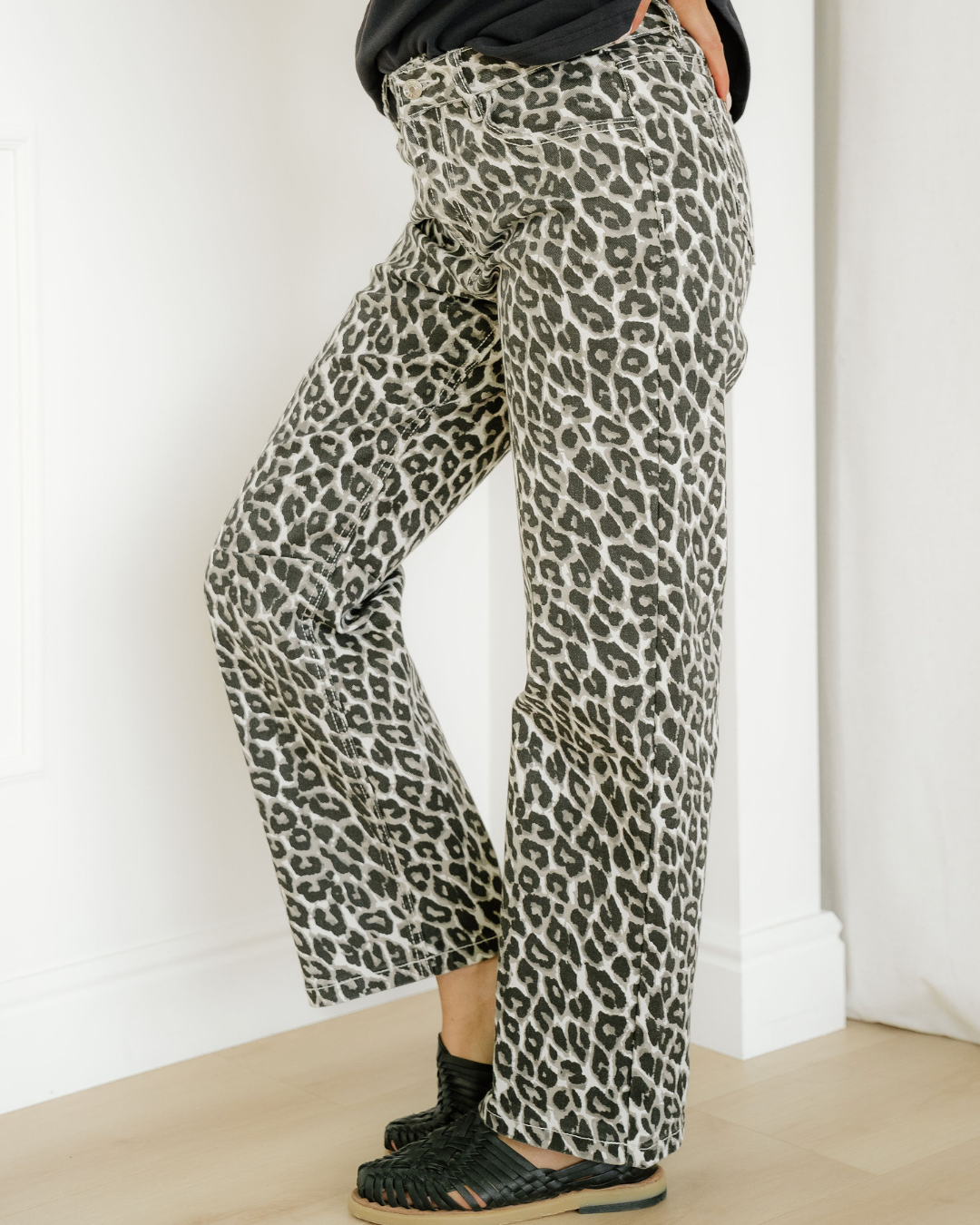 winona leopard print Winona Leopard Print Barrel Jeans view 3 (bottom) - shop at us.meeeshop