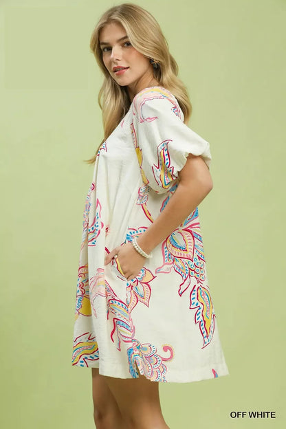 umgee boho floral Umgee Boho Floral Print Mini Dress with Pockets view 3 (dress) - shop at us.meeeshop
