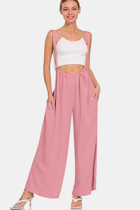 Zenana Pocketed Wide Strap Wide Leg Overalls | us.meeeshop