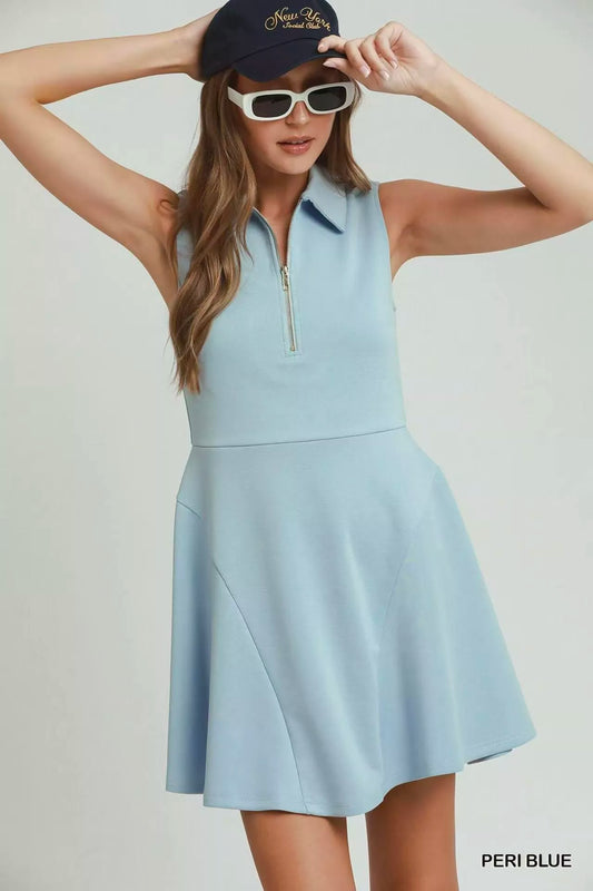 umgee collared quarter Umgee Collared Quarter Zip Tennis Dress view 2 (dress) - shop at us.meeeshop