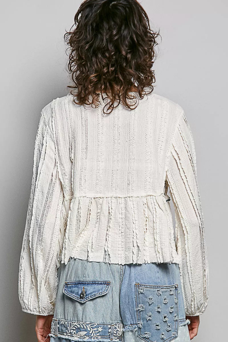pol square neck Pol Square Neck Lace Long Balloon Sleeve Top view 4 (top) - shop at us.meeeshop
