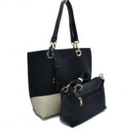 2 N1 Vegan Tote Handbag Pouch Faux Leather Tote Bag view 12 - Vegan Purse Tote