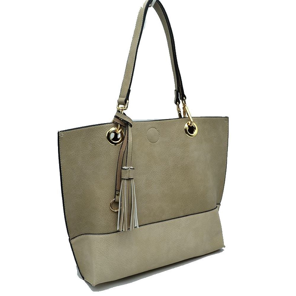 2 N1 Vegan Tote Handbag Pouch Faux Leather Tote Bag in Green view 3 - Vegan Purse Tote