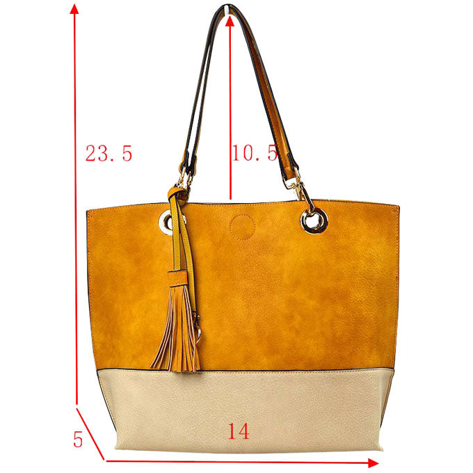 2 N1 Vegan Tote Handbag Pouch Faux Leather Tote Bag view 8 - Vegan Purse Tote