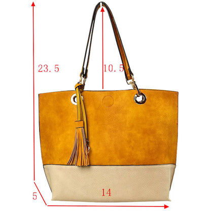 2 N1 Vegan Tote Handbag Pouch Faux Leather Tote Bag view 8 - Vegan Purse Tote
