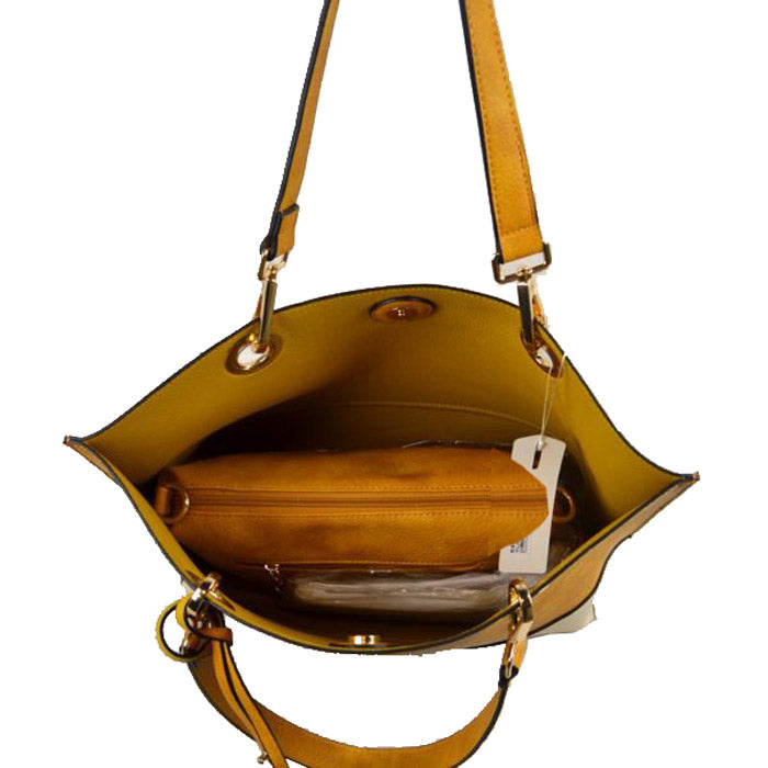 2 N1 Vegan Tote Handbag Pouch Faux Leather Tote Bag view 9 - Vegan Purse Tote