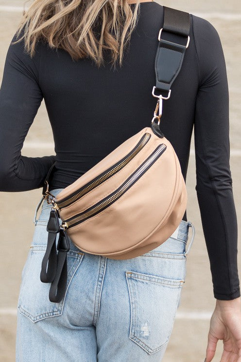 gia double zip Gia Double Zip Nylon Crescent Sling view 2 (bag) - shop at us.meeeshop