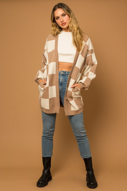 Gilli Checker Graphic Sweater Cardigan | us.meeeshop