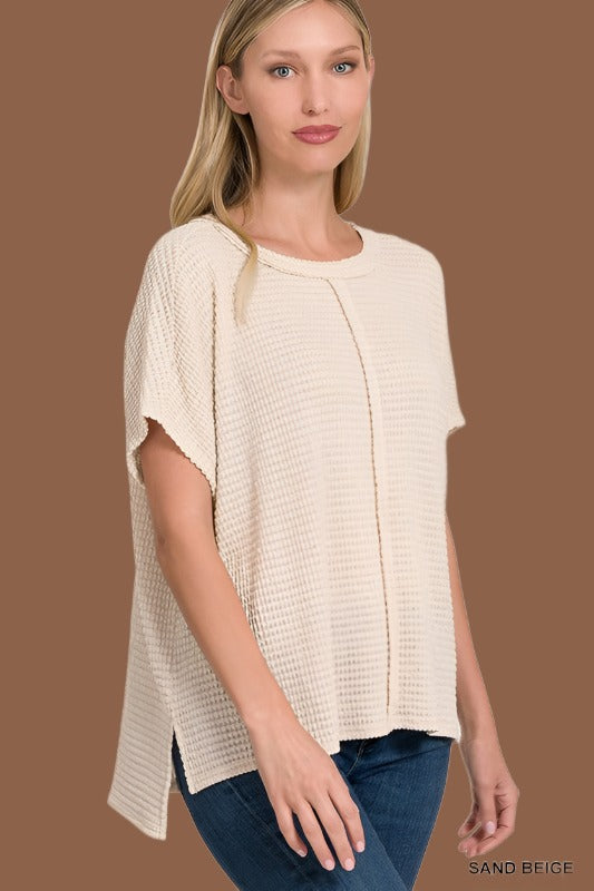 ZENANA Dolman Short Sleeve Jacquard Sweater | us.meeeshop