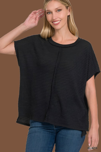 ZENANA Dolman Short Sleeve Jacquard Sweater | us.meeeshop