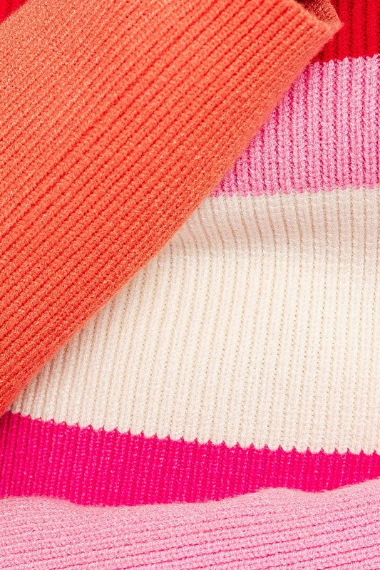 LE LIS Long Sleeve Color Block Stripe Knit Top | us.meeeshop