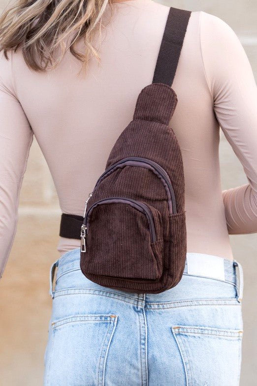 ingrid double zip Ingrid Double Zip Corduroy Sling view 2 (bag) - shop at us.meeeshop