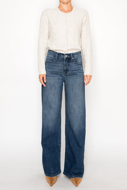 tummy control high Tummy Control High Rise A-wide Jeans view 11 (bottom) - shop at us.meeeshop