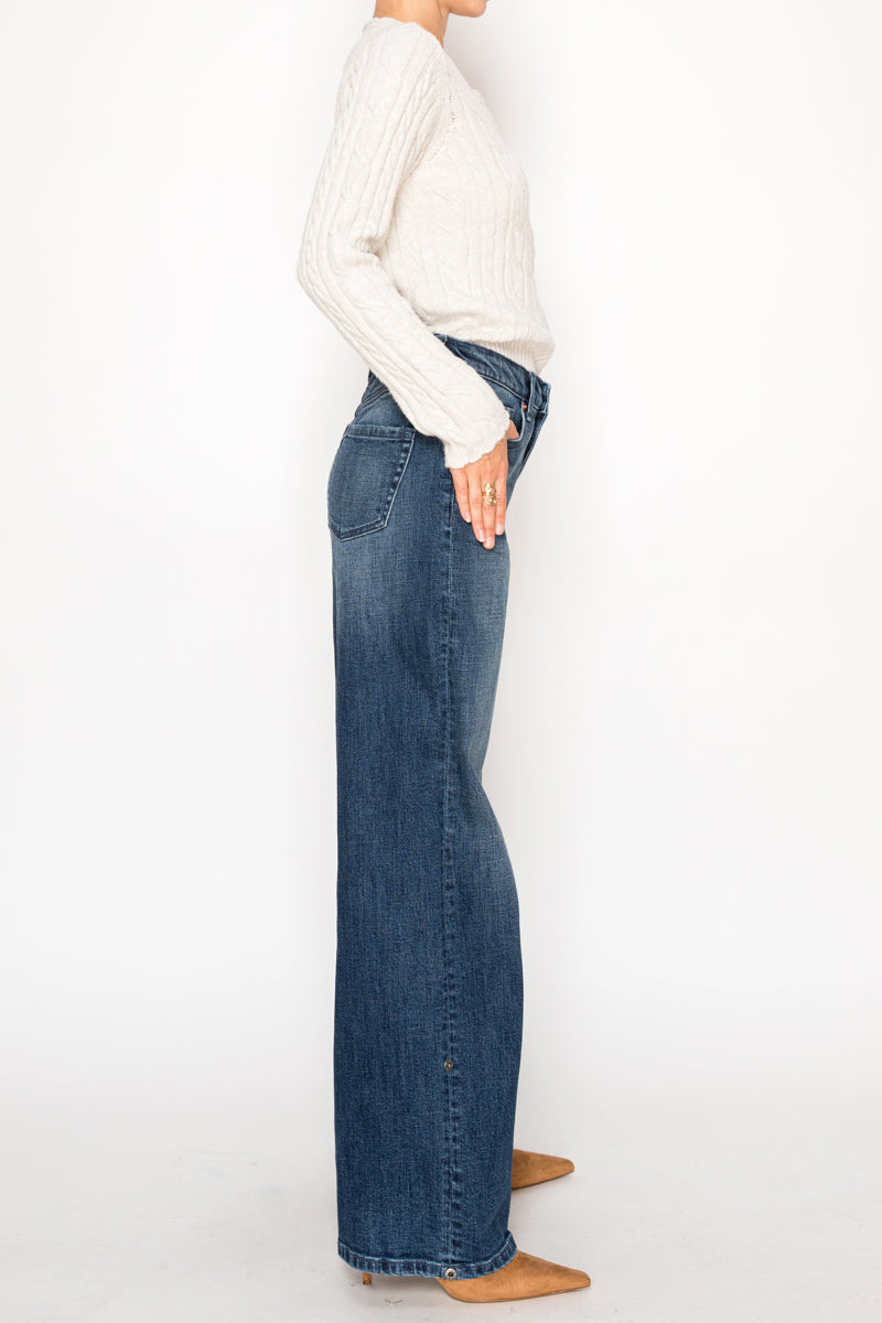 tummy control high Tummy Control High Rise A-wide Jeans view 15 (bottom) - shop at us.meeeshop