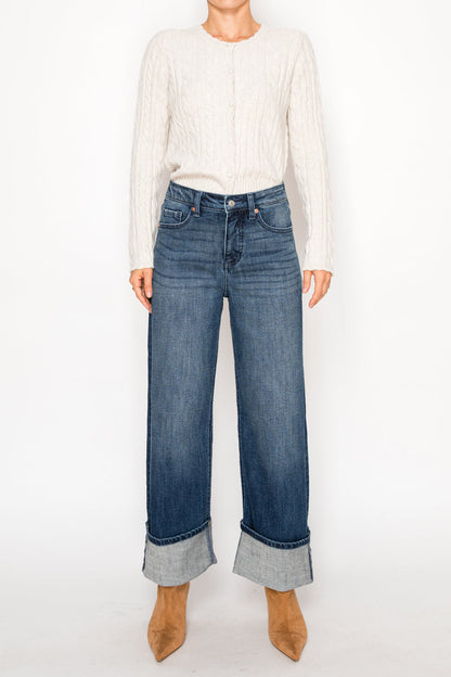 tummy control high Tummy Control High Rise A-wide Jeans view 10 (bottom) - shop at us.meeeshop