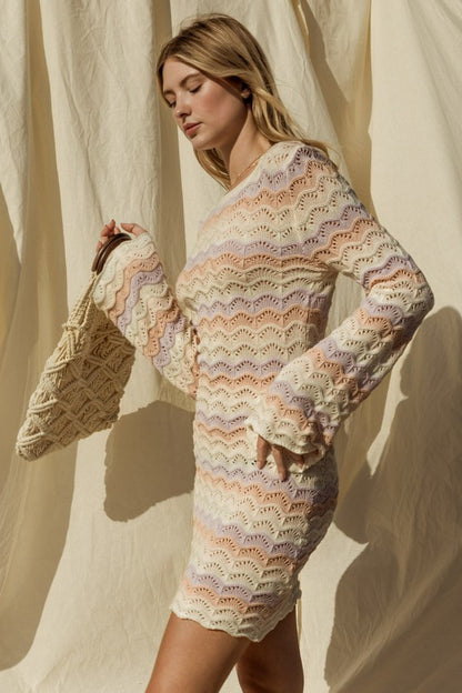 Gilli Round Neck Bell Sleeve Sweater Dress | us.meeeshop