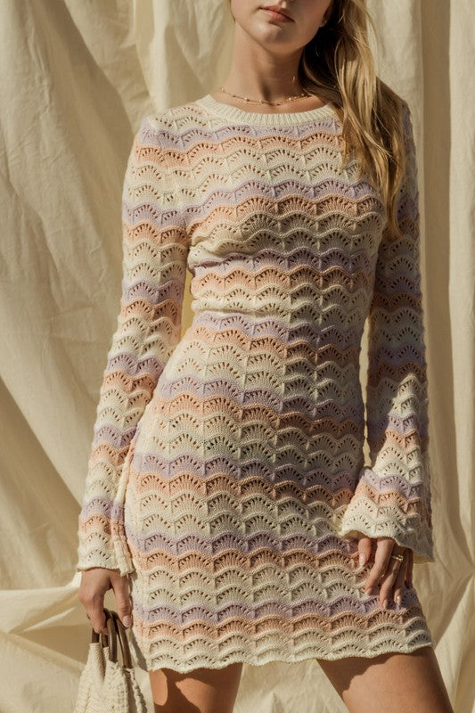Gilli Round Neck Bell Sleeve Sweater Dress | us.meeeshop