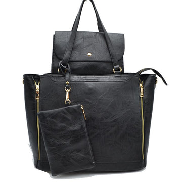 3 in 1 Side Zipper Women's Tote Handbag Set