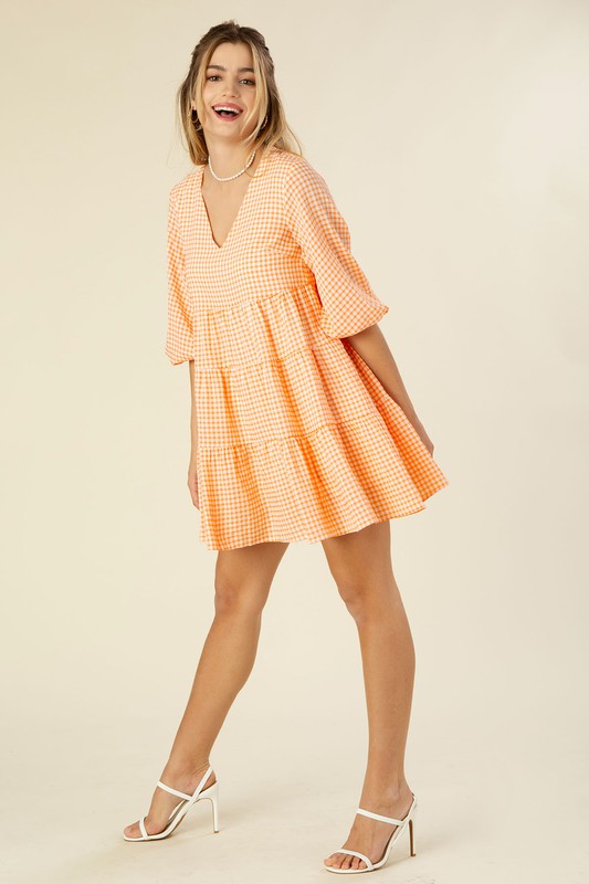 Lilou Gingham checked tiered dress | us.meeeshop
