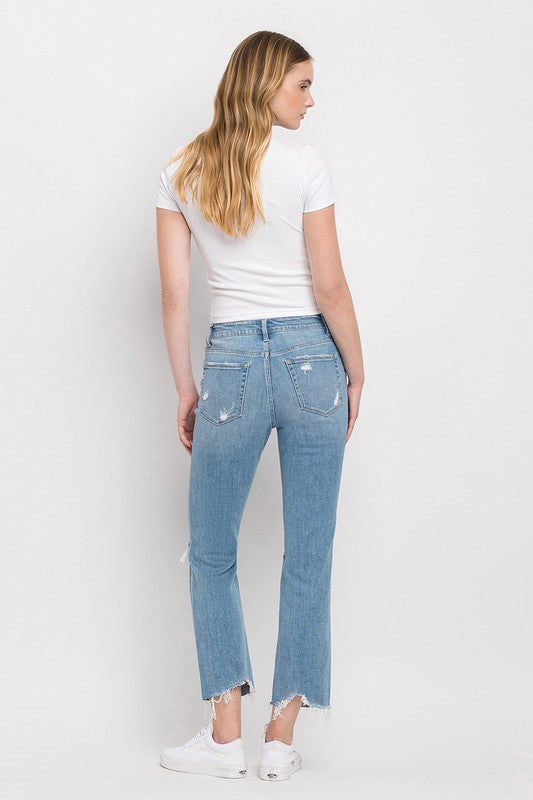 Flying Monkey High Rise Distressed Cropped Straight Jeans | us.meeeshop