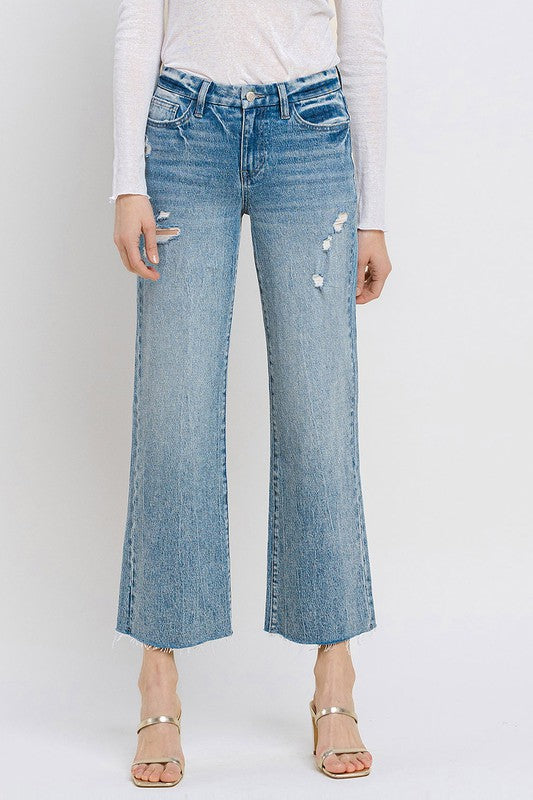 VERVET Mid Rise Crop Wide Leg Jeans | us.meeeshop