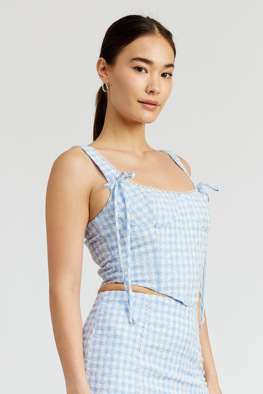 Gingham Bustier Top With Smocked Back | us.meeeshop