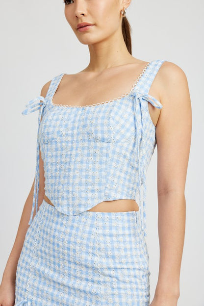 Gingham Bustier Top With Smocked Back | us.meeeshop