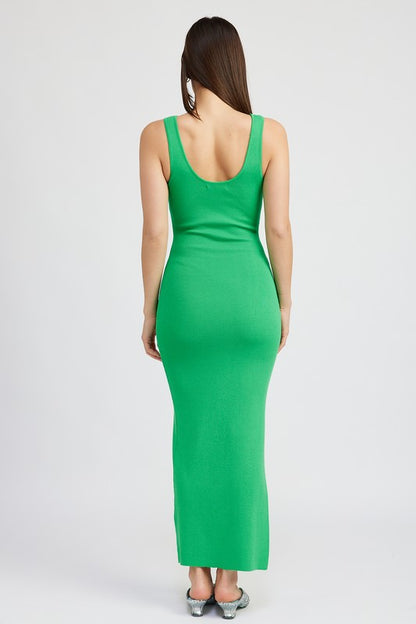 Front Knot Midi Dress With Cutout | us.meeeshop