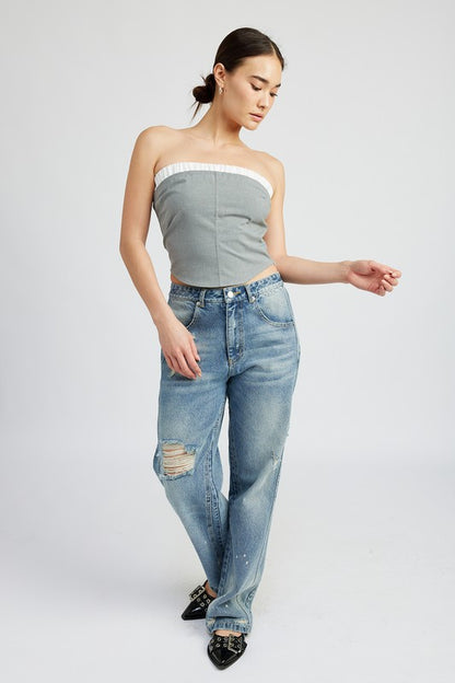 Contrasted Tube Top | us.meeeshop