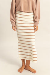 HYFVE Side Slit Striped Bodycon Sweater Skirt