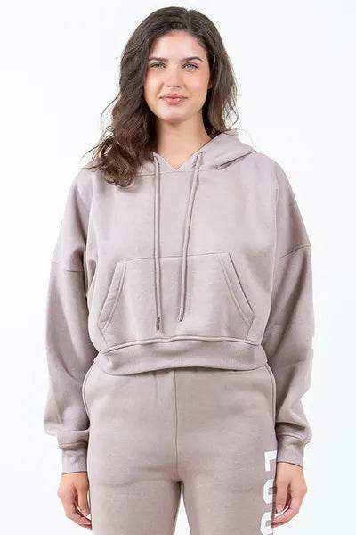 American Bazi Letter Graphic Long Sleeve Drawstring Cropped Hoodie - us.meeeshop