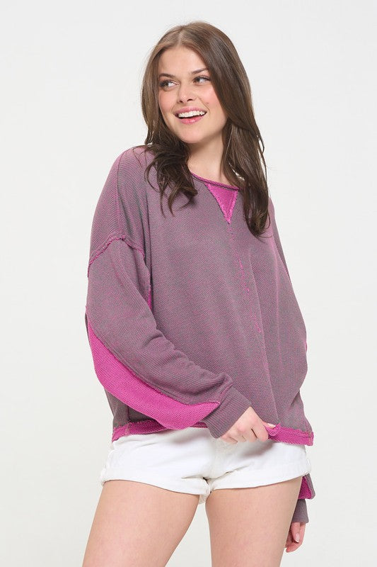 Long Dolman Sleeve Round Neck Casual Knit Sweater | view 5 | Jade by Jane | us.meeeshop