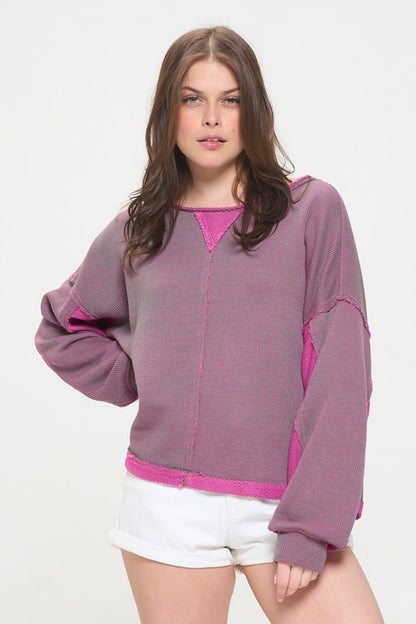 Long Dolman Sleeve Round Neck Casual Knit Sweater | view 4 | Jade by Jane | us.meeeshop