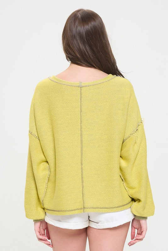 Long Dolman Sleeve Round Neck Casual Knit Sweater | view 17 | Jade by Jane | us.meeeshop